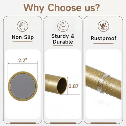 Gold Tension Curtain Rod 24 to 64 Inch(2-5.3ft) - Stainless Steel Spring Tension Shower Curtain Rod, No Drilling Satin Gold Tension Rod for Curtains Windows Closet Kitchen - color: Satin Gold, size: 24-64 Inches