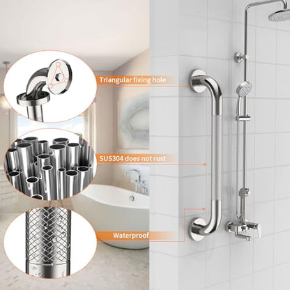 20 Inch Polished Chrome Shower Grab Bar with Anti-Slip Knurled Grip | YuanDe Stainless Steel Bathroom Grab Bars，Shower Handrail Support, Handicap Elderly Balance Assist Handles-2Packs - color: Chrome, size: 20inch-2Pack