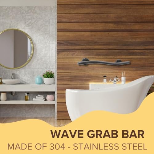 Wave Grab Bar for Bathroom Shower Toilet Steps Home/304 Stainless Steel/Oil Rubbed Bronze/Right/ 24" - color: Oil Rubbed Bronze, Right Hand, size: 24 in.