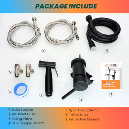 Handheld Bidet Sprayer for Toilet Warm Water Mounted on The Bathroom Vanity，Stainless Steel Hot and Cold Bidet Sprayer with Brass Mixing Valve for Feminine Hygiene (Matte Black) - color: Matte Black