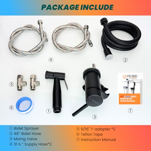 Handheld Bidet Sprayer for Toilet Warm Water Mounted on The Bathroom Vanity，Stainless Steel Hot and Cold Bidet Sprayer with Brass Mixing Valve for Feminine Hygiene (Matte Black) - color: Matte Black