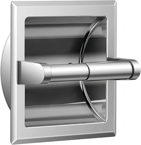 FORIOUS Recessed Toilet Paper Holder for Mega Rolls, Brushed Nickel | Stainless Steel Tissue Roll Holder Wall Mount for Bathroom Space-Saving Design, in Wall Toilet Paper Dispenser Insert - color: Stainless Steel