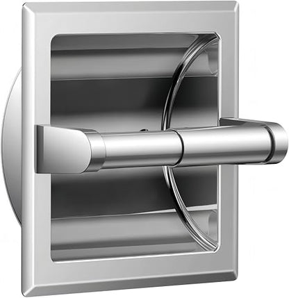 FORIOUS Recessed Toilet Paper Holder for Mega Rolls, Brushed Nickel | Stainless Steel Tissue Roll Holder Wall Mount for Bathroom Space-Saving Design, in Wall Toilet Paper Dispenser Insert - color: Stainless Steel