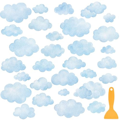 Fullhawl 30 Pcs Cloud Non Slip Shower Stickers, Bathtub Safety | 30 Pack Cloud Pattern, Soft Decorative Style, Non Slip Texture, Helps Improve Bathtub Safety for Daily Use - style: Cloud