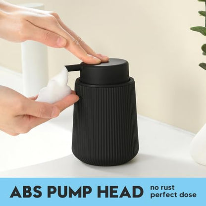 YAUKPH Striped Foaming Hand Soap Dispenser Black | with Leak-Proof Pump for Bathroom and Kitchen Countertop 11oz - color: Black, size: Foaming Dispenser