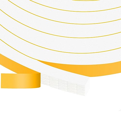 Strong Adhesive Foam Insulation Tape for Doors & Windows, 1/2x3/8in | Blocks Drafts, Noise, Dust & Vibration, High Density Foam Strips, Single-Sided Adhesive, Easy Install, Removable, No Residue - color: White, size: 1/2 In x 3/8 In x 13Ft
