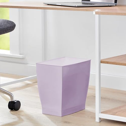 iDesign Small Plastic Bathroom Trash Can, Slim Rectangle Purple | For Bedroom, Office, Dorm, Garbage Bin - color: Purple, style: Pack of 1