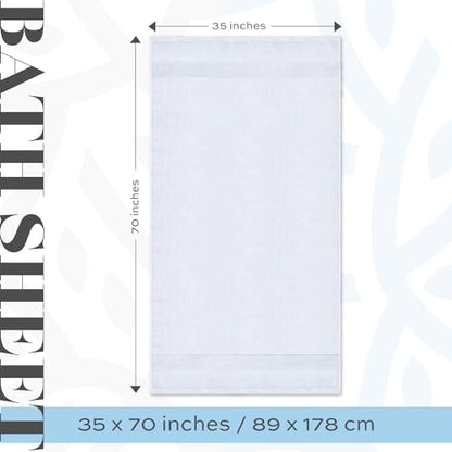 White Classic 2 Luxury White Bath Sheet Towels 35 x 70, 6 Hand Towels 16 x 30 and 12 Washcloths 13 x 13 | Cotton, Highly Absorbent and Quick Dry for Hotels, Spa and Bathroom