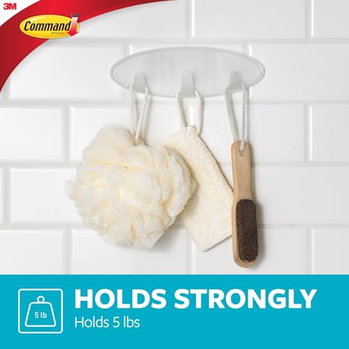 Command Bath Multi-Hook, Holds up to 5 lb, 1 Shower Hook with 2 Water-Resistant Strip, Damage-Free Bathroom Organization for Robes, Towels, Loofahs, or Bathroom Accessories