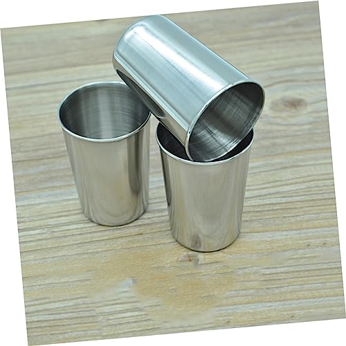 2pcs Stainless Steel Water Tumbler Cups Versatile Beverage and Toothbrush Holder Silver for Home Parties and Washrooms Easy to Clean Design - size: 6X6cm