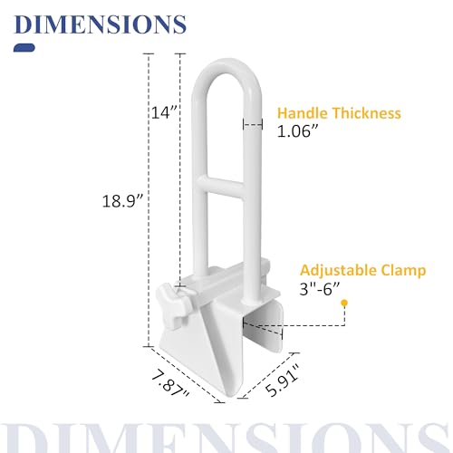Bathtub Safety Rail Adjustable Shower Grab Bar - White Medical Bathtub Handle Grab Bars for Bathroom, Safety Handle Rail Heavy Duty for Seniors and Elderly
