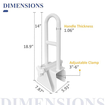 Bathtub Safety Rail Adjustable Shower Grab Bar - White Medical Bathtub Handle Grab Bars for Bathroom, Safety Handle Rail Heavy Duty for Seniors and Elderly