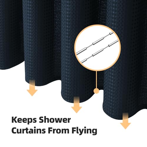 LaCyan Waterproof Waffle Shower Curtain, 258GSM Heavy Duty 3 Piece Set with Clear Liner and 6 Stainless Steel Hooks, Polyester Fabric Shower Curtains for Bathroom, Machine Washable, 36x72 Inch, Navy - color: Navy, size: 36"W x 72"L (Pack of 1)