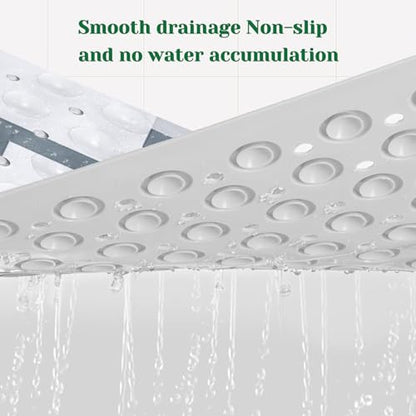 Green Black Bath Tub Mat Non Slip, Modern Geometric Large Washable Shower Mats with Drain Holes and Suction Cups,40 X 16 Inch - color: Green Black
