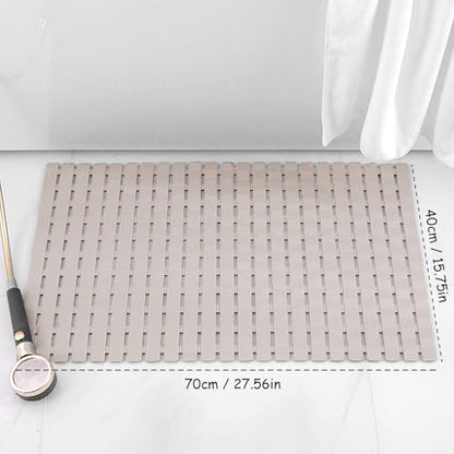 easyBee Shower Mat 27.5"x15.7", Bathtub Mat Non-Slip Bath Mat, Bathing Mat for Tub, Machine Washable, Anti-Slip Shower Liner (Khaki) - color: Khaki