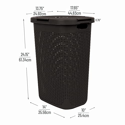 Mind Reader Slim Laundry Hamper with Lid, 60L Tall Clothes Basket, Narrow Tapered Design for Bathrooms, Closets and Laundry Rooms, Plastic, Brown - color: Brown, size: 1 Piece