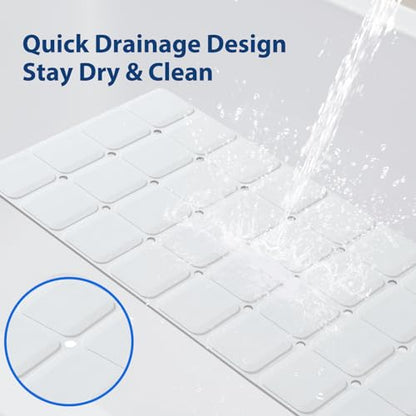 Webos Silicone Bath Mat with Suction Cups – Non-Slip Foldable Bathtub & Shower Mat, Durable & Quick-Dry Safety Tub Mat with Large Drain Holes for Families 28"x 14" White - color: White, size: 28" x 14" (Rectangular)