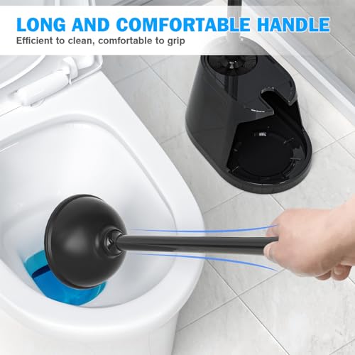 Toilet Plunger and Brush Set, Bowl Brush and Heavy Duty Toilet Plunger with Ventilated Holder, 2-in-1 Toilet Brush and Plunger Combo for 5.3-inch Toilet Drain Bathroom Deeply Cleaning - color: Style 4