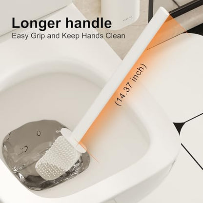 Toilet Brush and Holder Set - Wall Mounted Bathroom Scrub Brush, Toilet Bowl Brush and Plunger Set for Bathroom Cleaner (White) - color: White