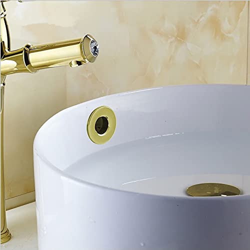 2Pcs Sink Overflow Cover, Sink Trim Overflow Ring, Round Caps Brass, Golden - color: Golden