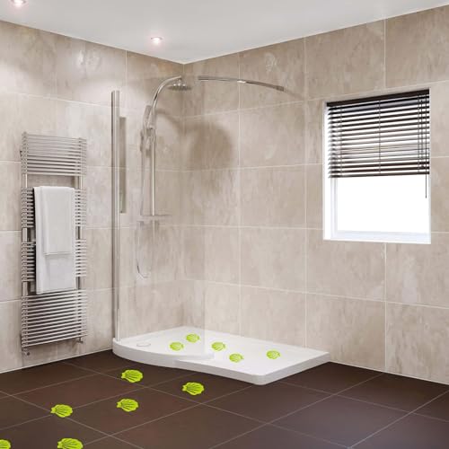 12 Pcs Non Slip Bathtub Stickers Green Adhesive Decals Sea Shell Shape Shower Stickers for Floor, Ladders, Bath Tub, Stairs, Bathroom - color: Green