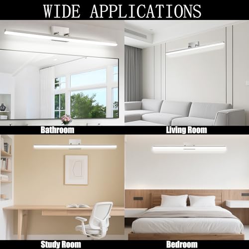 36 inch LED Modern Bathroom Vanity Lighting Fixtures Over Mirror, Brushed Nickel Adjustable Makeup Vanity Light Bar Dimmable 36W 5000K Cool White - color: Nickel-36 Inch 5000k