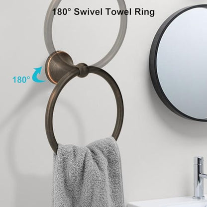 4 Piece Antique Bathroom Hardware Accessories Set Oil Rubbed Bronze,24 Inch Towel Bar Set,Towel Rack Set,Bathroom Towel Holder Set - color: Oil Rubbed Bronze