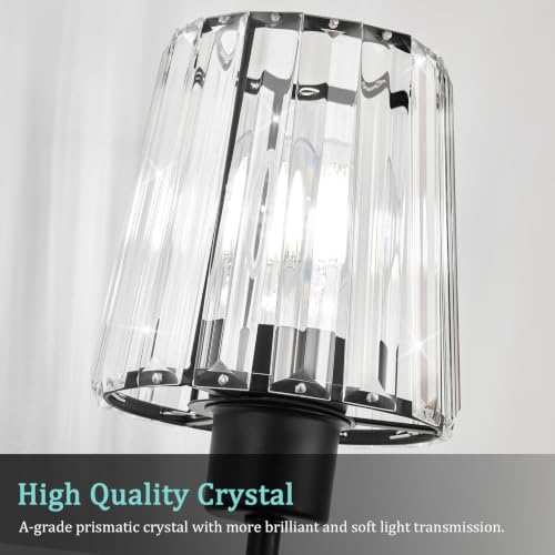 Black Vanity Lights, 4-Light Crystal Bathroom Light Fixtures | Modern Bathroom Vanity Light E26 Wall Light over Mirror (Exclude Bulb) - color: Black, size: 4-Light
