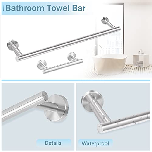 Cilee 10 Piece Brushed Nickel Bathroom Hardware Set, 24 inch Brushed Nickel Towel bar Towel Ring Toilet Paper Holder Robe Towel Hook, SUS304 Stainless Steel Bathroom Accessory Set - color: 1 Brushed Nickel, size: 24inch