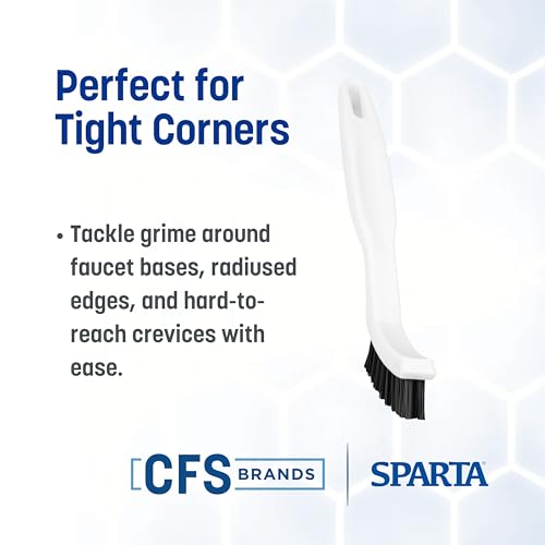 SPARTA Grout Brush with Stiff Nylon Bristles, 8 Inch, White | Flo-Pac, Stiff Crimped Nylon Bristles, 2.75-Inch Brush Section, Narrow Crevices, BPA Free - color: White, size: 8 Inches