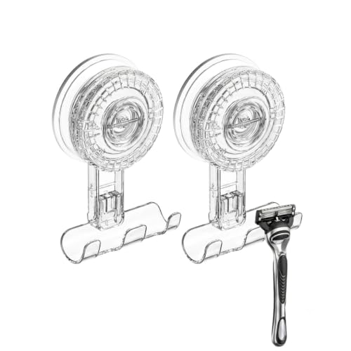 HOME&I Suction Cup Razor Holder for Shower, 2 Pack, No-Drill Double Hooks - style: Twist Lock+Triple Hook