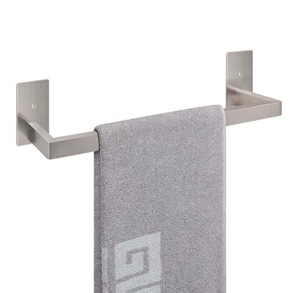 NearMoon Self Adhesive Bathroom Towel Bar, Stainless Steel Square Bath Wall Shelf Rack Hanging Towel Stick On Sticky Hanger Contemporary Style, Towel Rack Wall Mounted (16 Inch, Brushed Nickel) - color: Brushed Nickel, size: 16 Inch