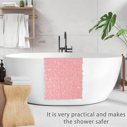 SONGZIMING Pebble Bath Mat for Bathtub to Anti Slip Bathtub Mat in Shower with 16 Inches by 35 Inches (Pink) - color: Pink
