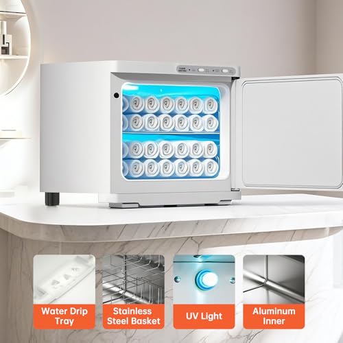 Hot Towel Warmer for Spa,2-in-1 Thermostatic Towel Heater,23L Large Capacity with Quick and All-Round Heating for Facial SPA,Beauty Salon,Esthetician and Bathroom White - color: White
