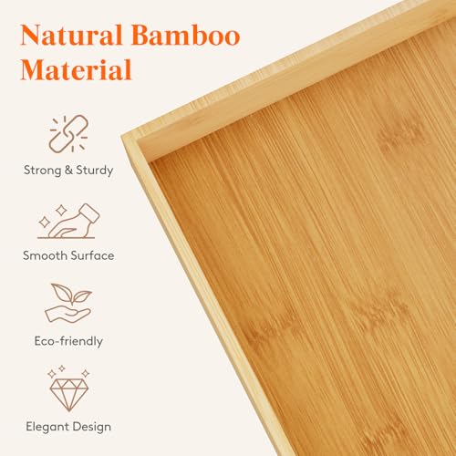 Lifewit Drawer Organizers 5 Pack(11 Grid) with 6 Inserts | Adjustable Bamboo Wooden Trays for Utensils, Silverware, Makeup, Kitchen, Bathroom, Office, Vanity Storage