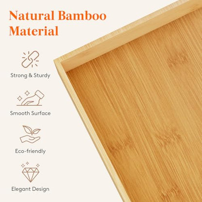 Lifewit Drawer Organizers 5 Pack(11 Grid) with 6 Inserts | Adjustable Bamboo Wooden Trays for Utensils, Silverware, Makeup, Kitchen, Bathroom, Office, Vanity Storage