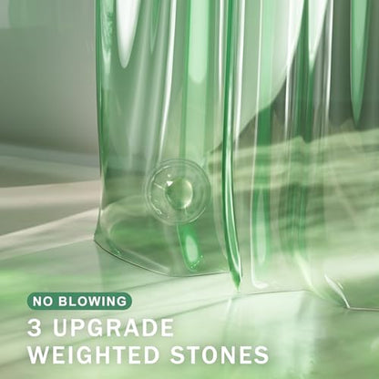 AmazerBath Heavy Duty Shower Curtain and Liner 2-in-1, 100% EVA Luxury Soft Clear Mint Green Shower Curtain Liner, 72x72 Plastic Weighted Shower Curtain, 12 Rustproof Grommets & 3 Heavyweight Stones - color: Rainbow Nature Oasis, size: 72"W x 72"L (Pack o