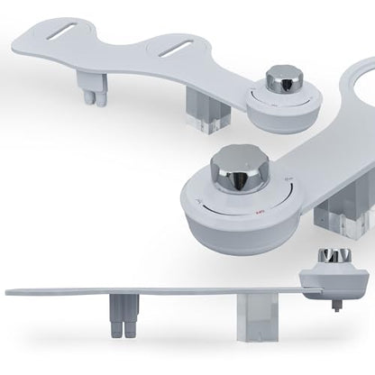 Bidet Toilet Attachment with Dual Nozzles, Non Electric Bidet Attachment for Toilet with Adjustable Water Pressure for Front and Rear Wash, Thin Profile, White