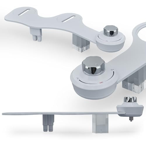 Bidet Toilet Attachment with Dual Nozzles, Non Electric Bidet Attachment for Toilet with Adjustable Water Pressure for Front and Rear Wash, Thin Profile, White