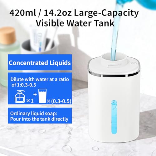 Automatic Liquid Soap Dispenser, Touchless 4 Levels (White, Liquid) | 14.2 oz Capacity, 4 Adjustable Levels, Liquid Hand Soap Dispenser, Kitchen and Bathroom Accessory - color: White, size: Liquid