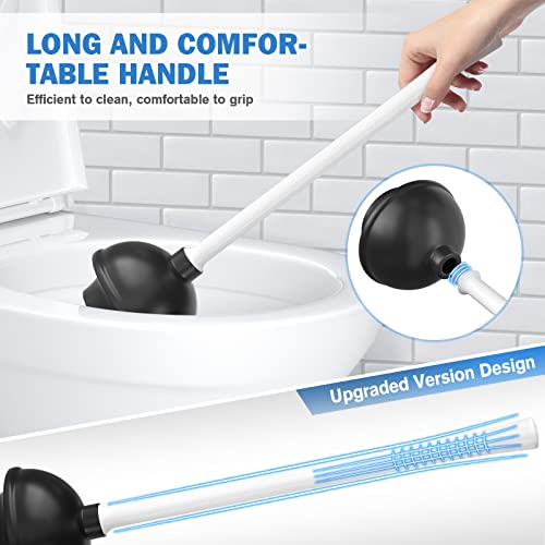 TRENTI Toilet Plunger and Brush with Holder, Bowl Brush and Heavy Duty Toilet Plunger Set for 5.7-inch Toilet Drain, 2-in-1 Bathroom Cleaning Combo with Modern Caddy Stand (White) | Toilet Plunger and Brush with Holder, Bowl Brush and Heavy Duty Toilet Pl
