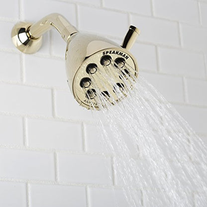 Speakman S-2251-PB Signature Icon Anystream High Pressure Adjustable Solid Brass Shower Head, Polished Brass - color: Polished Brass, size: 2.5 GPM