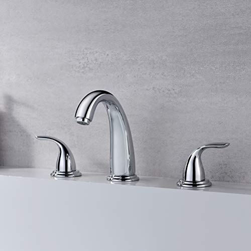 SUMERAIN 2 Handle Widespread Roman Tub Faucet, Chrome Finish | with Valve, Brass, High Flow, 3 Holes, Classic Style - color: Chrome, size: 4-29/32" spout reach