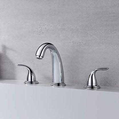 SUMERAIN 2 Handle Widespread Roman Tub Faucet, Chrome Finish | with Valve, Brass, High Flow, 3 Holes, Classic Style - color: Chrome, size: 4-29/32" spout reach