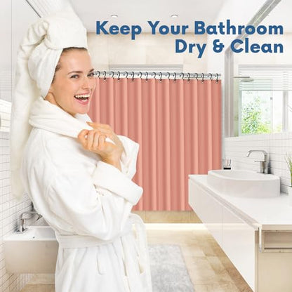 No Smell Shower Curtain Liner 72x72 Peach - PEVA Plastic Shower Curtain for Bathroom, PVC-Free Waterproof Peach Shower Liner with Metal Grommets and Magnet-Weighted Bottom Hem - Washable Liner - color: Peach