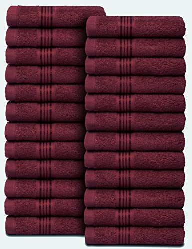 Ultra Soft Cotton Washcloths, Contains 24 Piece Face Cloths 12x12 inch, Ideal for Everyday use Face Towels, Compact & Lightweight Multi Purpose Washcloths - Burgundy - color: Burgundy, size: 24 Pack Washcloths