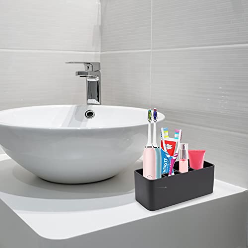 Toothbrush Holder for Bathrooms Toothpaste Holder Stand Bathroom Organizer for Toothbrush Makeup Brushes Holder (Black) - color: Black2