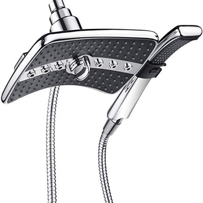 BRIGHT SHOWERS High Pressure Dual Shower Head Combo, Handheld Showerhead Rainfall Shower Head Set with Black Face, 60 Inch Long Stainless Steel Shower Hose, Chrome - color: Chrome, size: 1.8 Gallon Per Minute