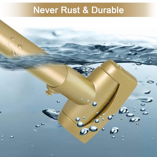 Curved Shower Curtain Rod 35-82In(2.9-6.8Ft), Gold Round Rustproof Shower Rod for Bathroom Bathtub, Adjustable Arched Shower Curtain Rod, Never Rust|Extra Space|Non-Slip|Expandable|Need to Drill. - color: Gold