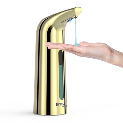 Automatic Liquid Soap Dispenser, 4-Level,13.5oz Touchless | Plastic,400ml Gold Electric Battery Operated Hand & Dish Countertop Soap Dispensers with Sensor for Bathroom,Kitchen Sink - color: Gold, style: Battery